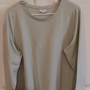 purejill Mint Green Pullover Tee. Round neck, long sleeves, banded hems